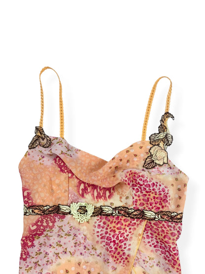 Leopard Print Embroidered Rose Cami ♡ S