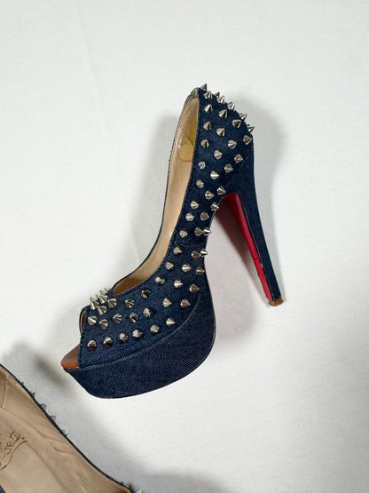 LV Replica Denim Studded Heels ♡ Size 36