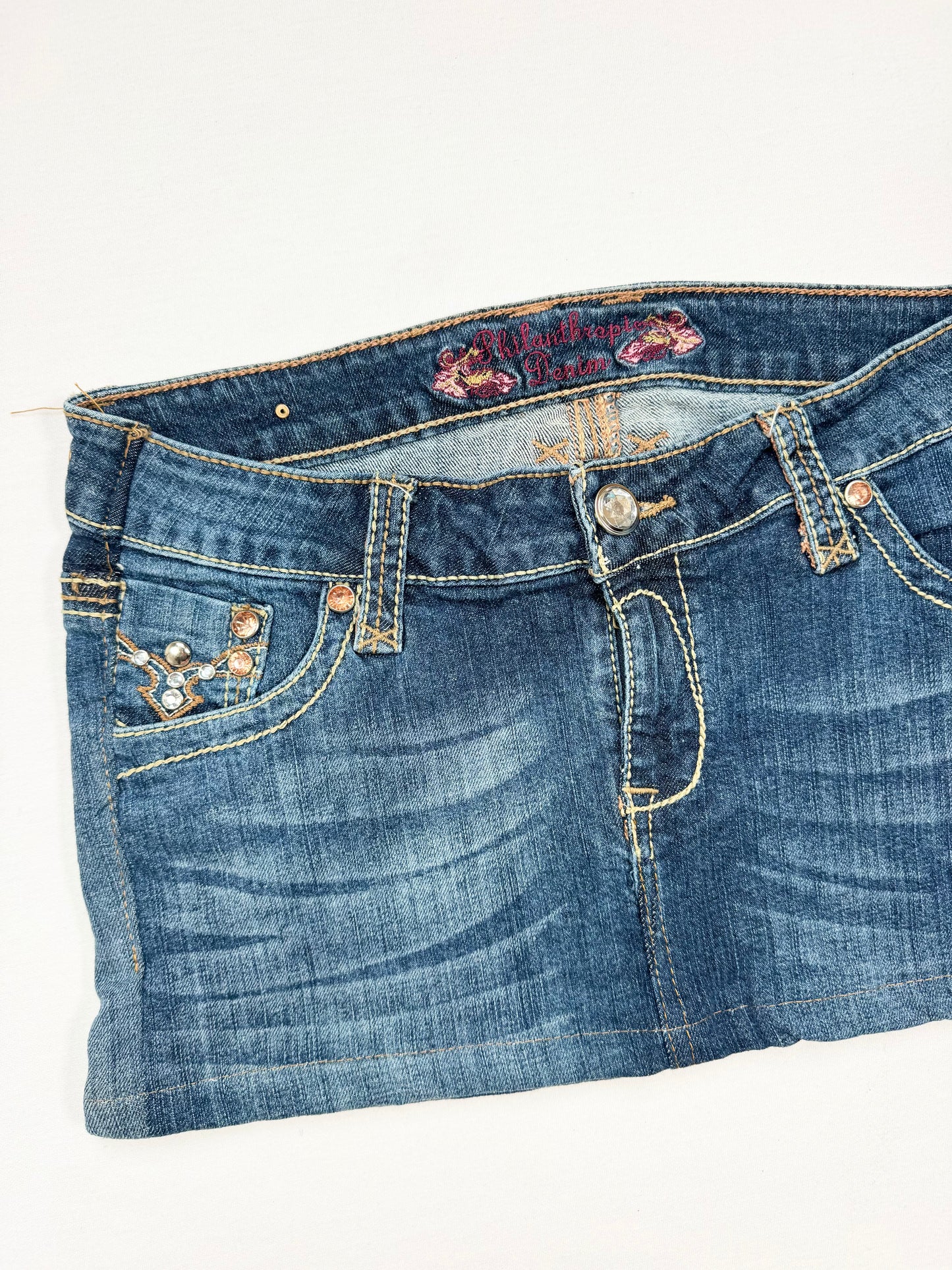Western Diamanté Mini Skirt ♡ S