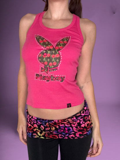 Pink Playboy Cherry Logo Tank ♡ S