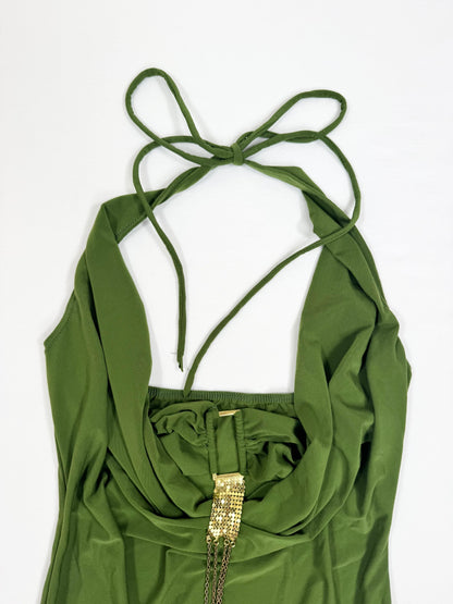 Green Cowl Neck Halter Top ♡ S