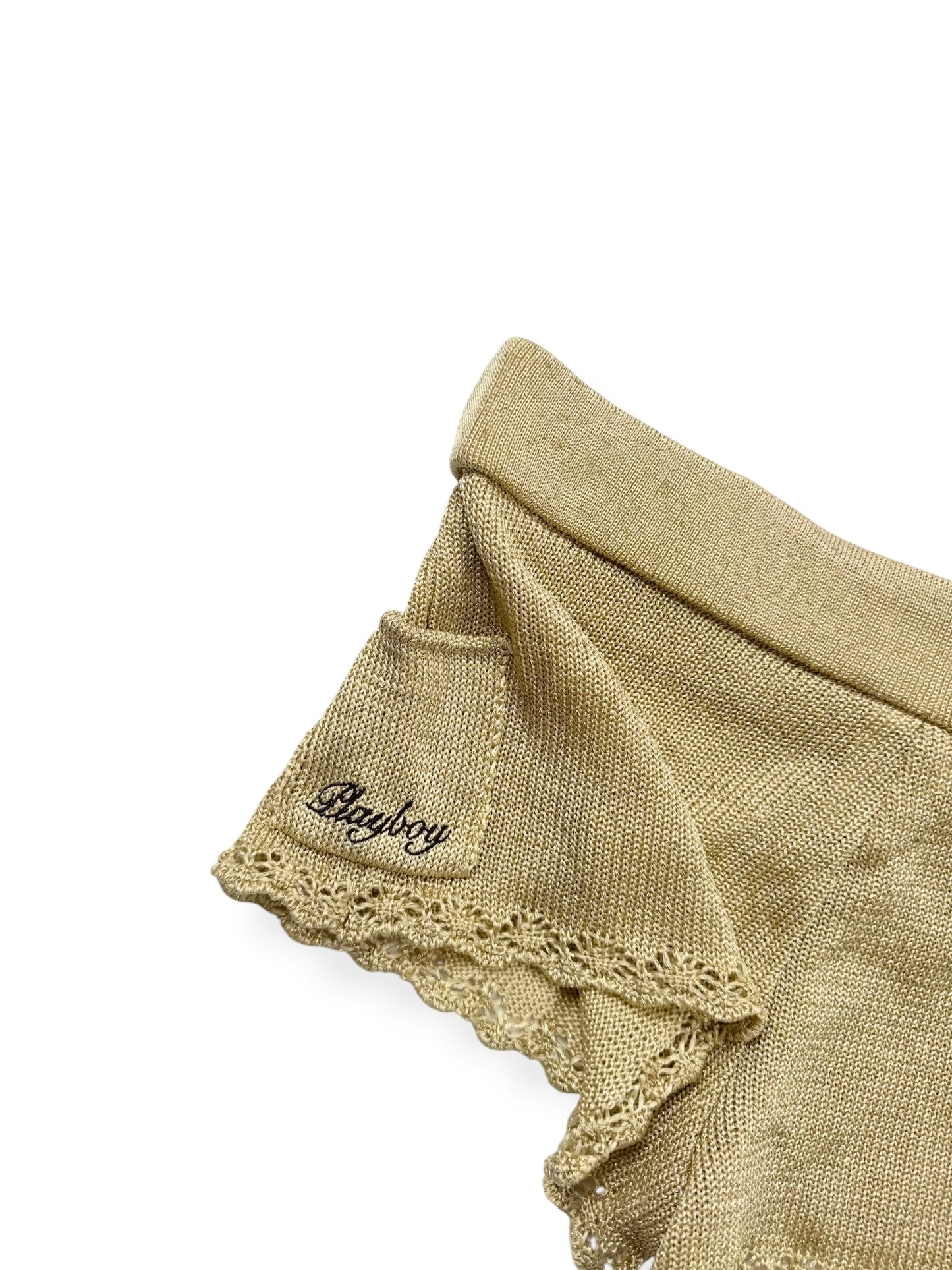 Gold Knit Playboy Bikini & Shorts Set ♡ XS