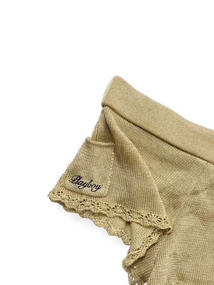 Gold Knit Playboy Bikini & Shorts Set ♡ XS