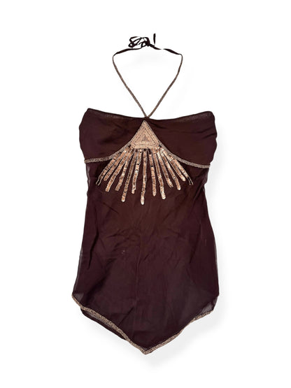 Rise Brown Sequin Halter Top ♡ XL/14