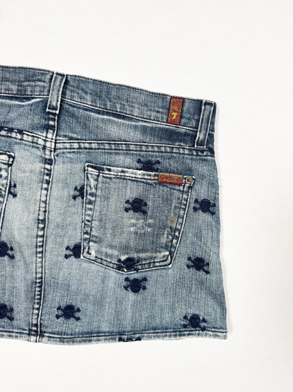 Skull Denim Mini Skirt ♡ Size S