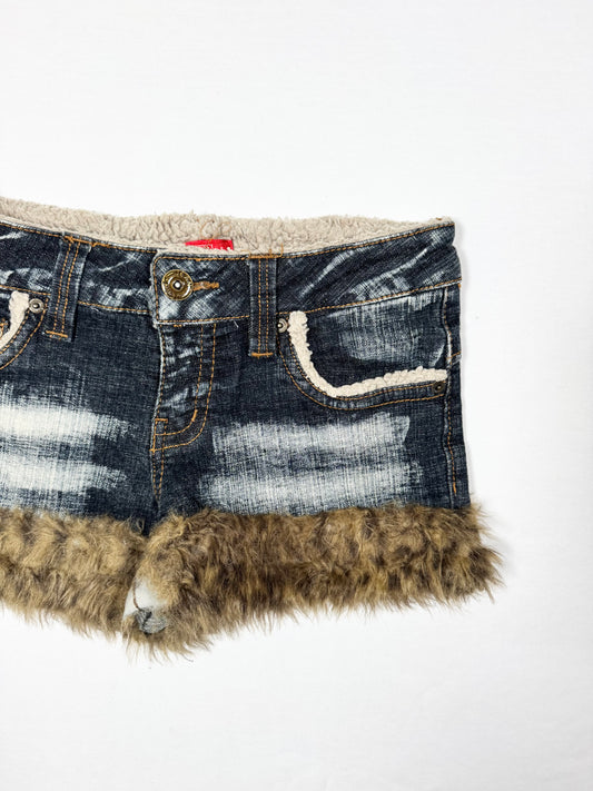 Leopard Fur Trim Shorts ♡ Size S