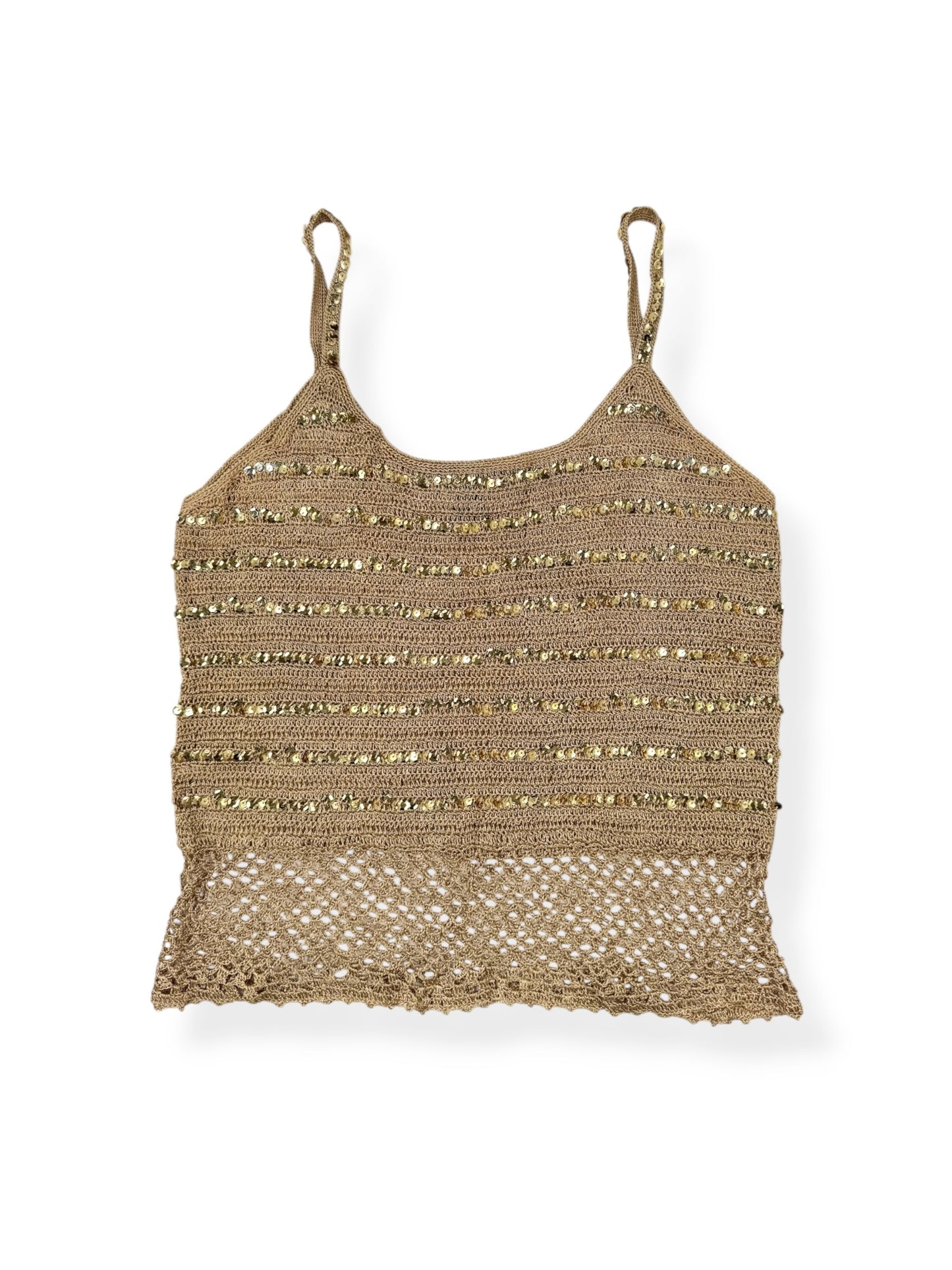 Express Gold Crochet Sequin Cami ♡ M