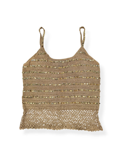 Express Gold Crochet Sequin Cami ♡ M