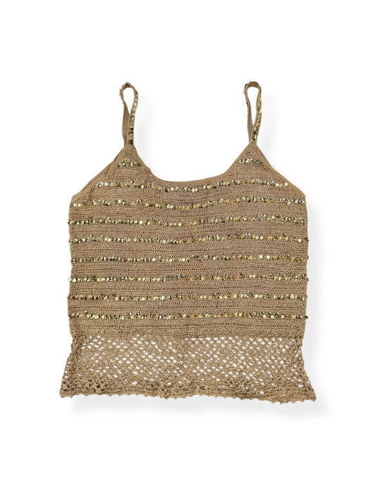 Express Gold Crochet Sequin Cami ♡ M