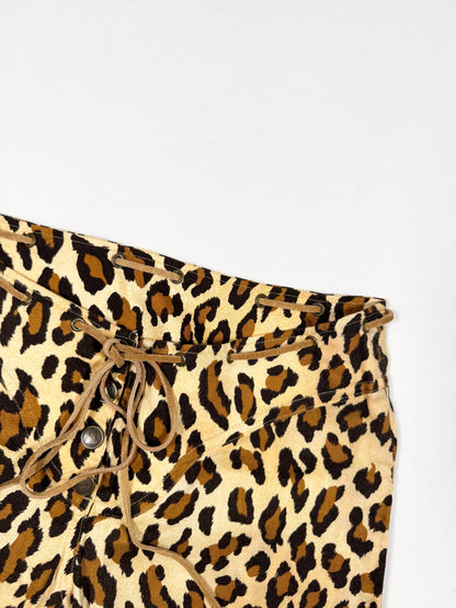 Leopard Suede Waist Flared Pants ♡ Size XS