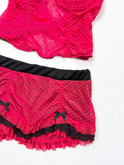 La Senza Red Polka Dot Cami & Skirt Set ♡ M
