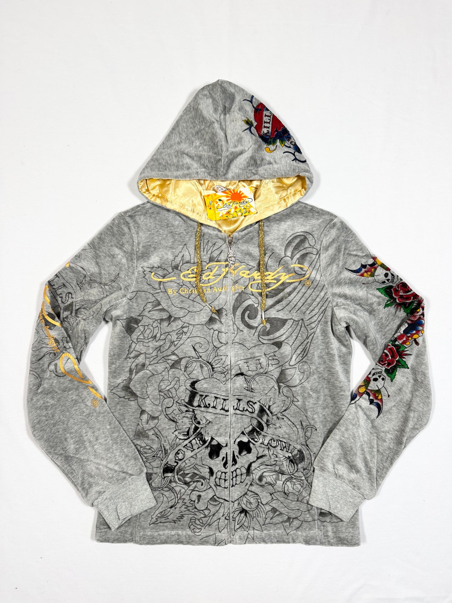 Ed Hardy Grey Velour Tracksuit ♡ Size M