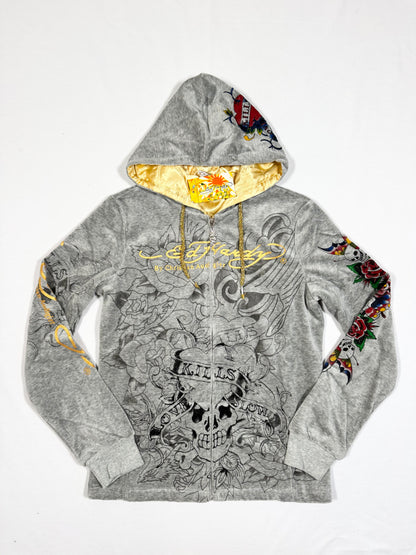 Ed Hardy Grey Velour Tracksuit ♡ Size M