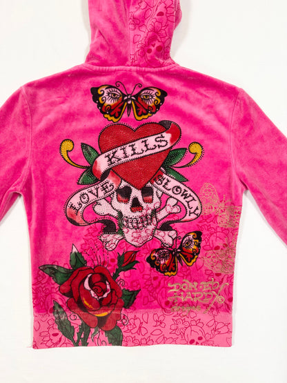 Pink Ed Hardy Velour Tracksuit ♡ S