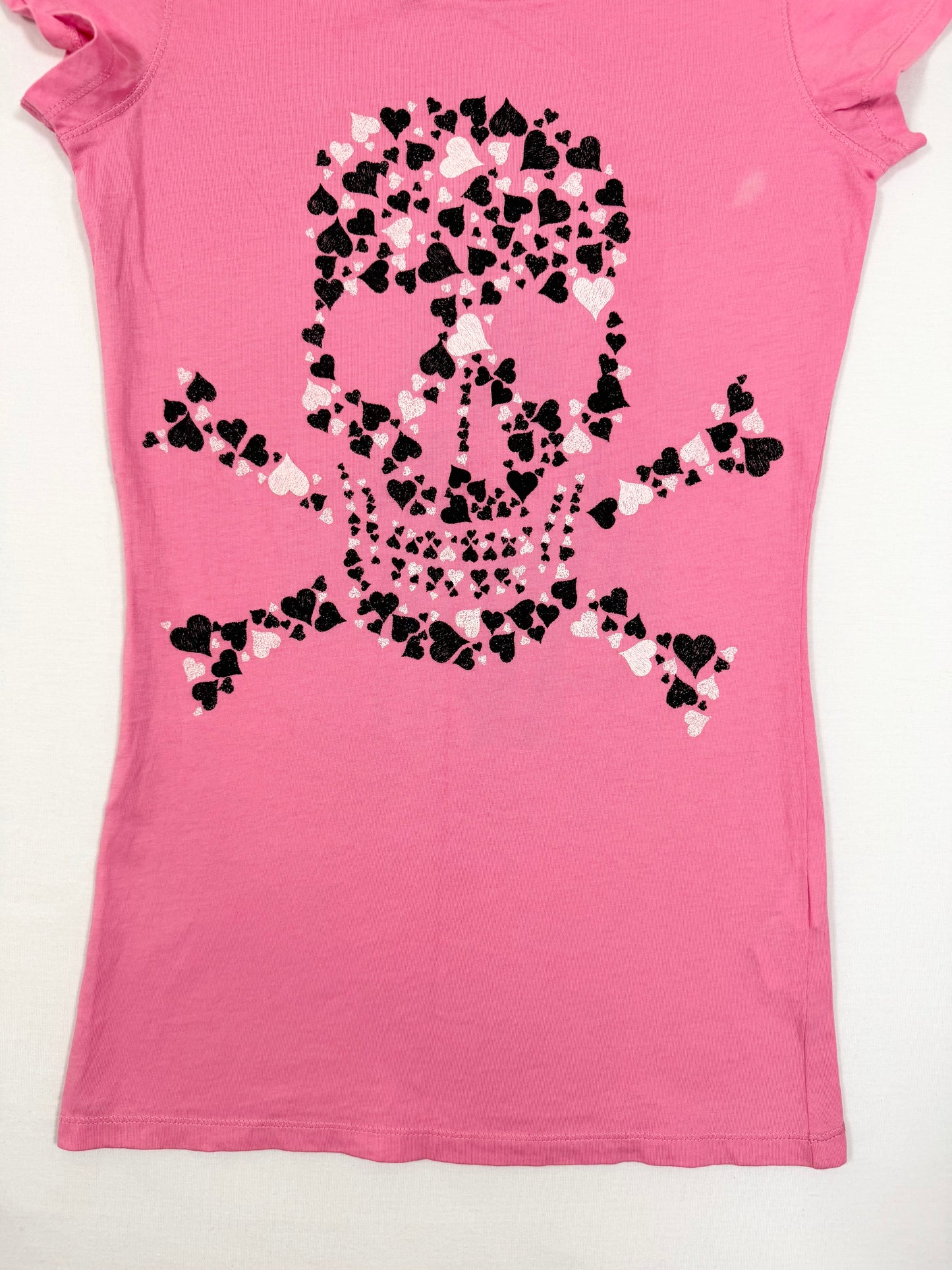 Pink Heart Skull Tee ♡ XS