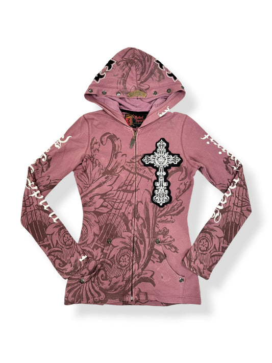 Cross Studded Purple Zip Up Hoodie ♡ S