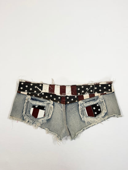 Flag Lace Up Micro Shorts ♡ S