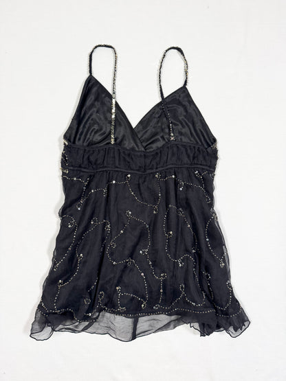 Black Sequin Butterfly Cami ♡ Size S