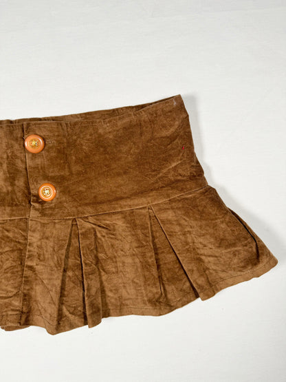 Brown Pleated Micro Skirt