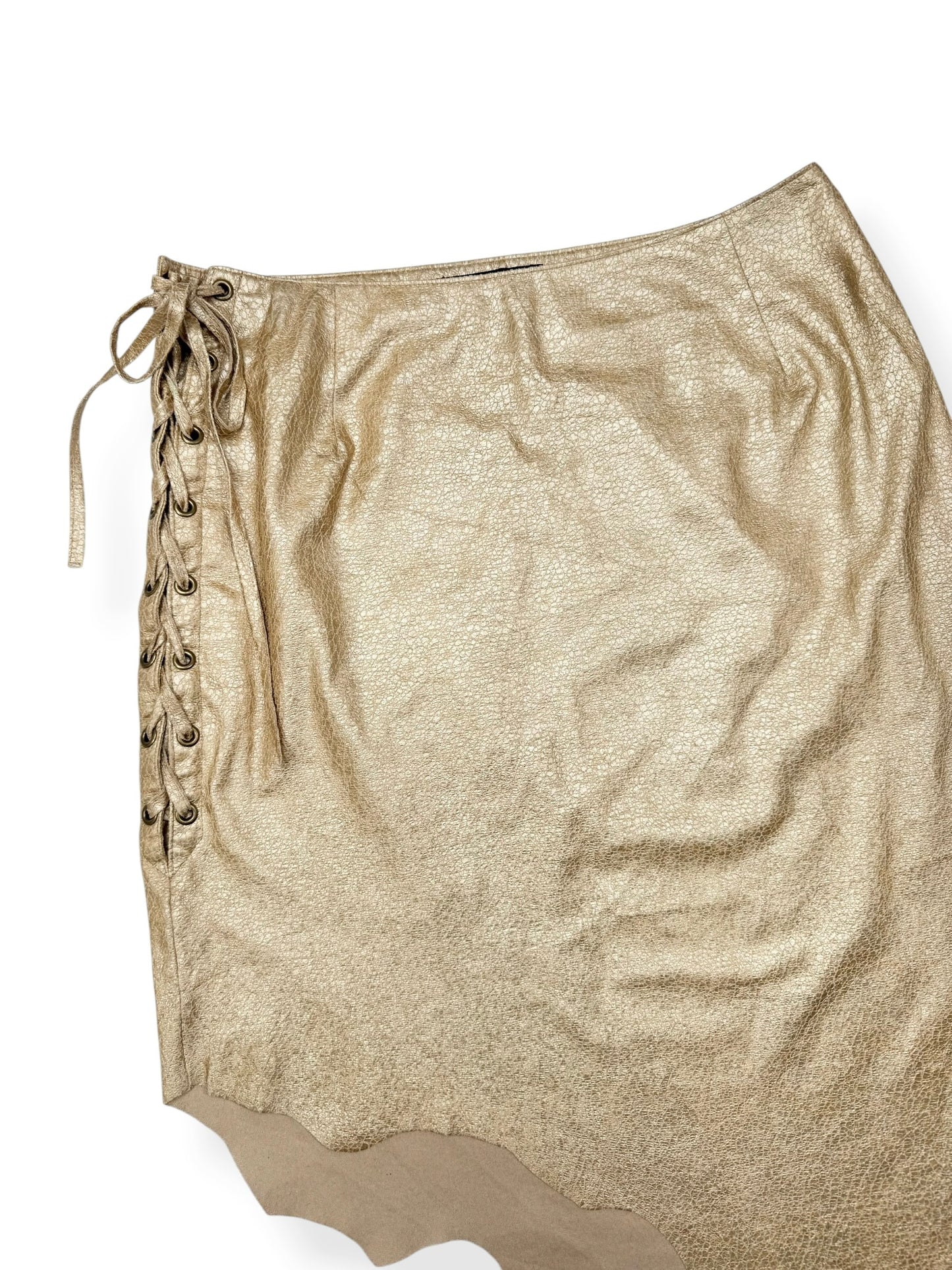 Galsville Gold Faux Suede Midi Skirt ♡ XS