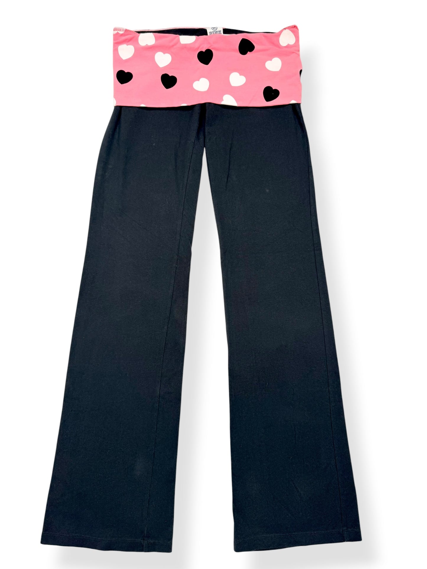 PINK Heart Diamante Logo Fold Over Flared Leggings ♡ S