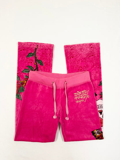 Pink Ed Hardy Velour Tracksuit ♡ S