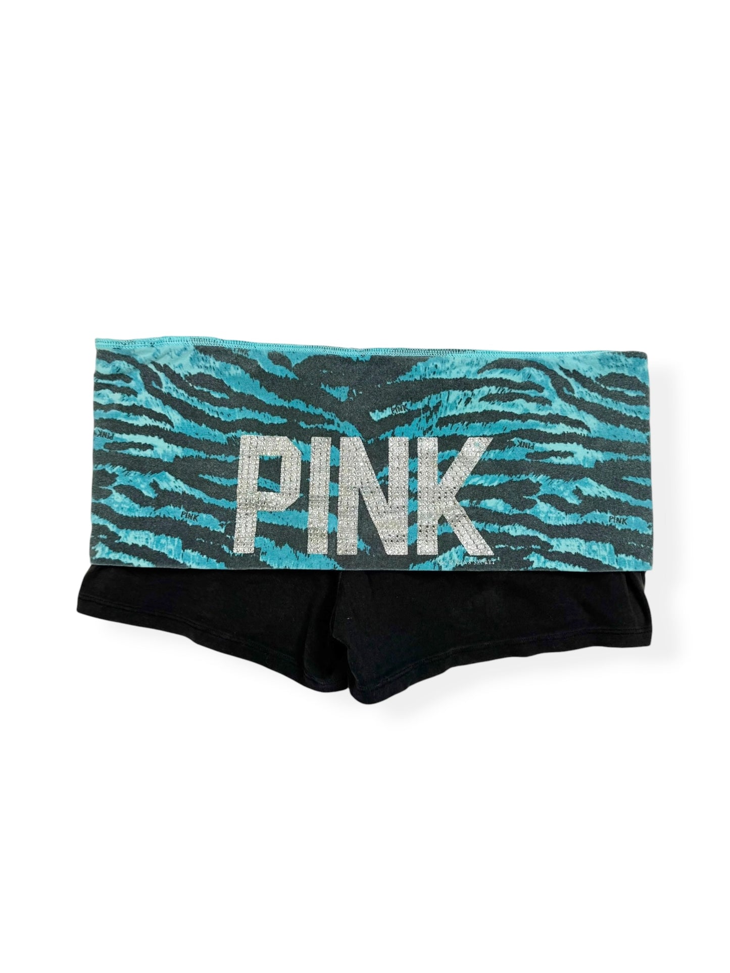 PINK Blue Zebra Fold Over Shorts ♡ M
