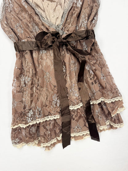 Brown Lace Tank ♡ S