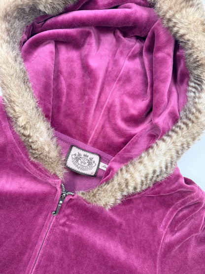 Purple Juicy Couture Fur Zip Up Hoodie ♡ XS