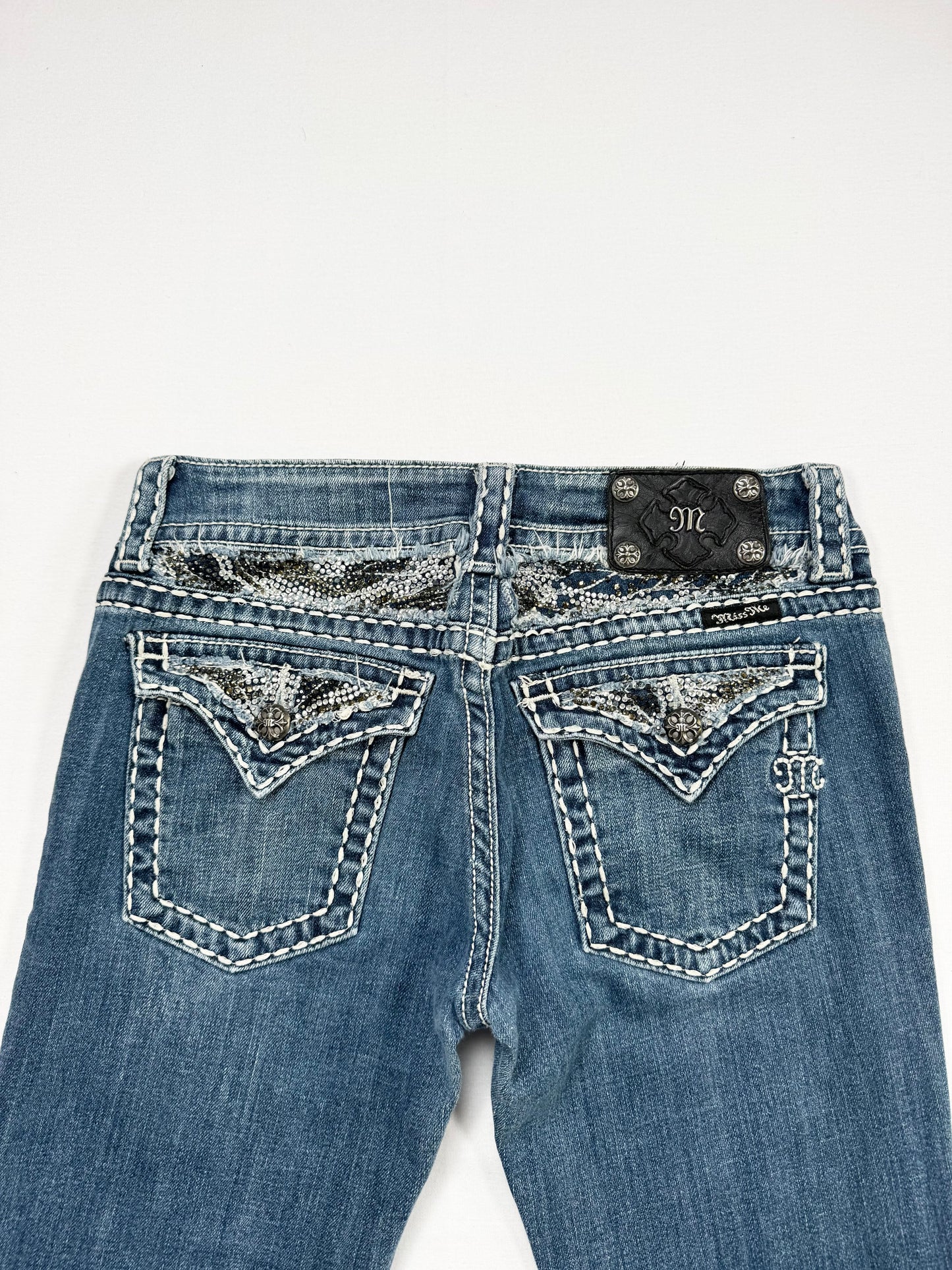 Diamanté Miss Me Flared Jeans ♡ 28” (Tall)