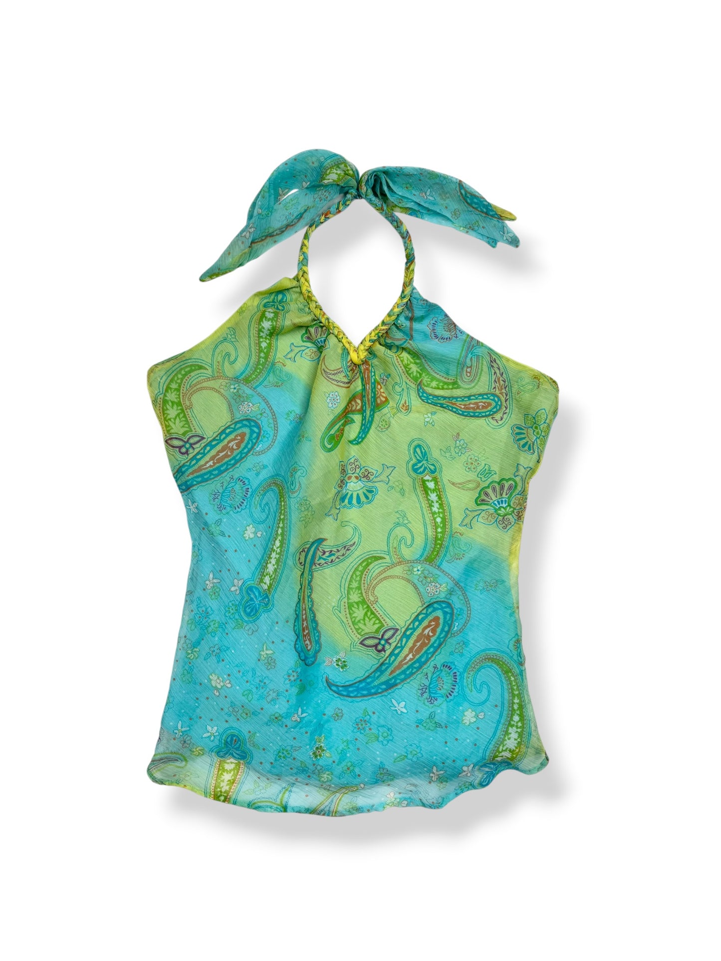 Green & Blue Paisley Halter ♡ L