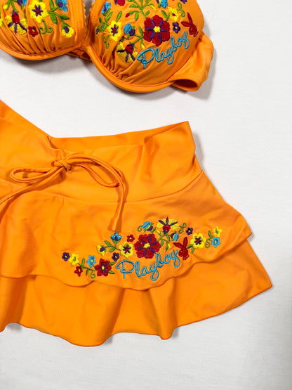 Playboy Embroidered Bikini & Skirt Set