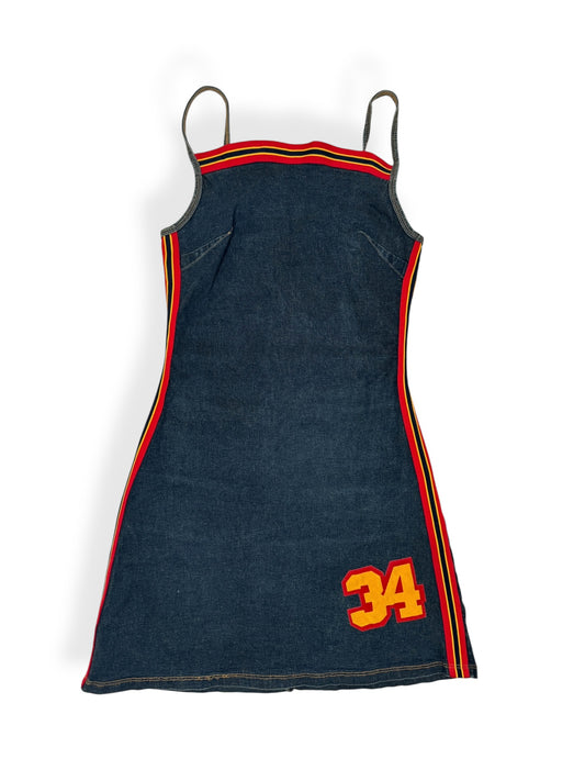 Sporty “34” Denim Mini Dress