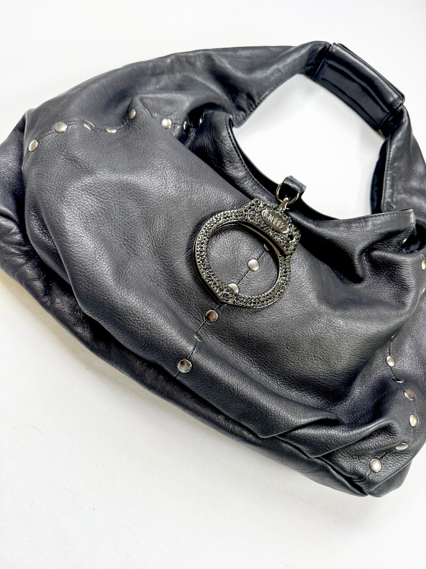 Cuffz By Linz Studded Black Leather Diamanté Cuff Bag ♡