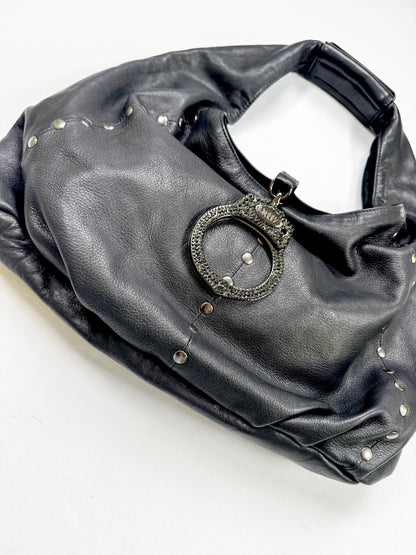 Cuffz By Linz Studded Black Leather Diamanté Cuff Bag ♡