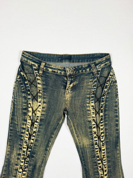 Lace Up Flared Jeans