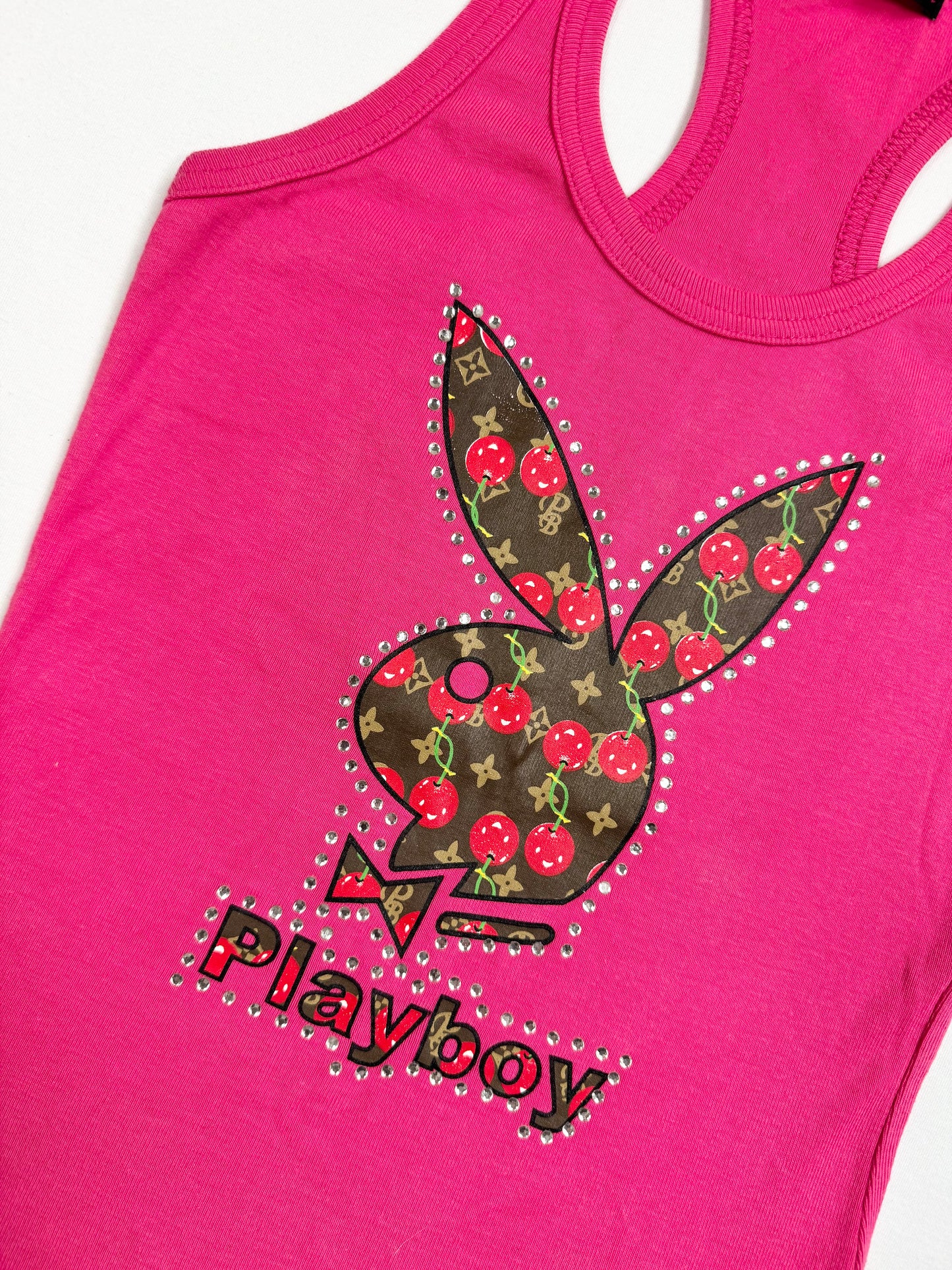 Pink Playboy Cherry Logo Tank ♡ S