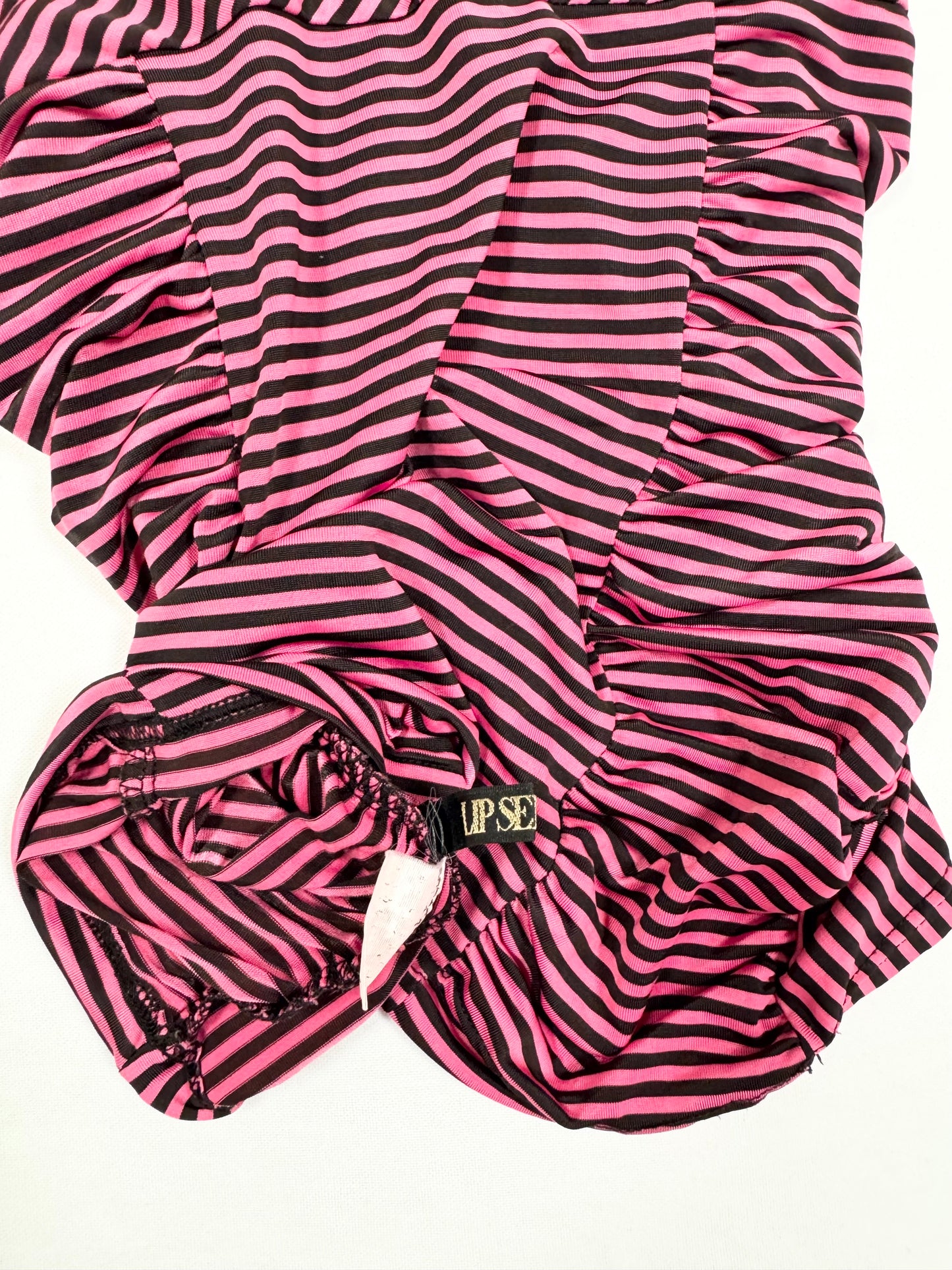 Lipservice Pink & Black Striped Knotted Cami ♡ S