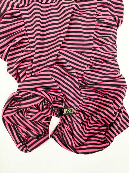 Lipservice Pink & Black Striped Knotted Cami ♡ S
