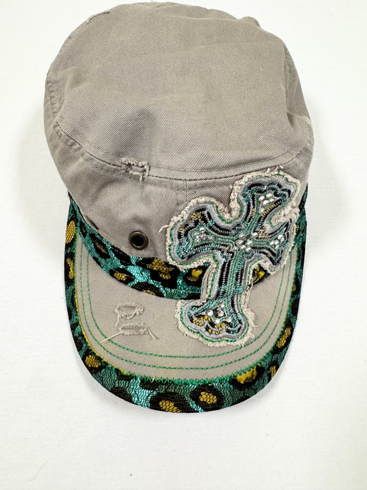 Turquoise Leopard Cross Cap ♡