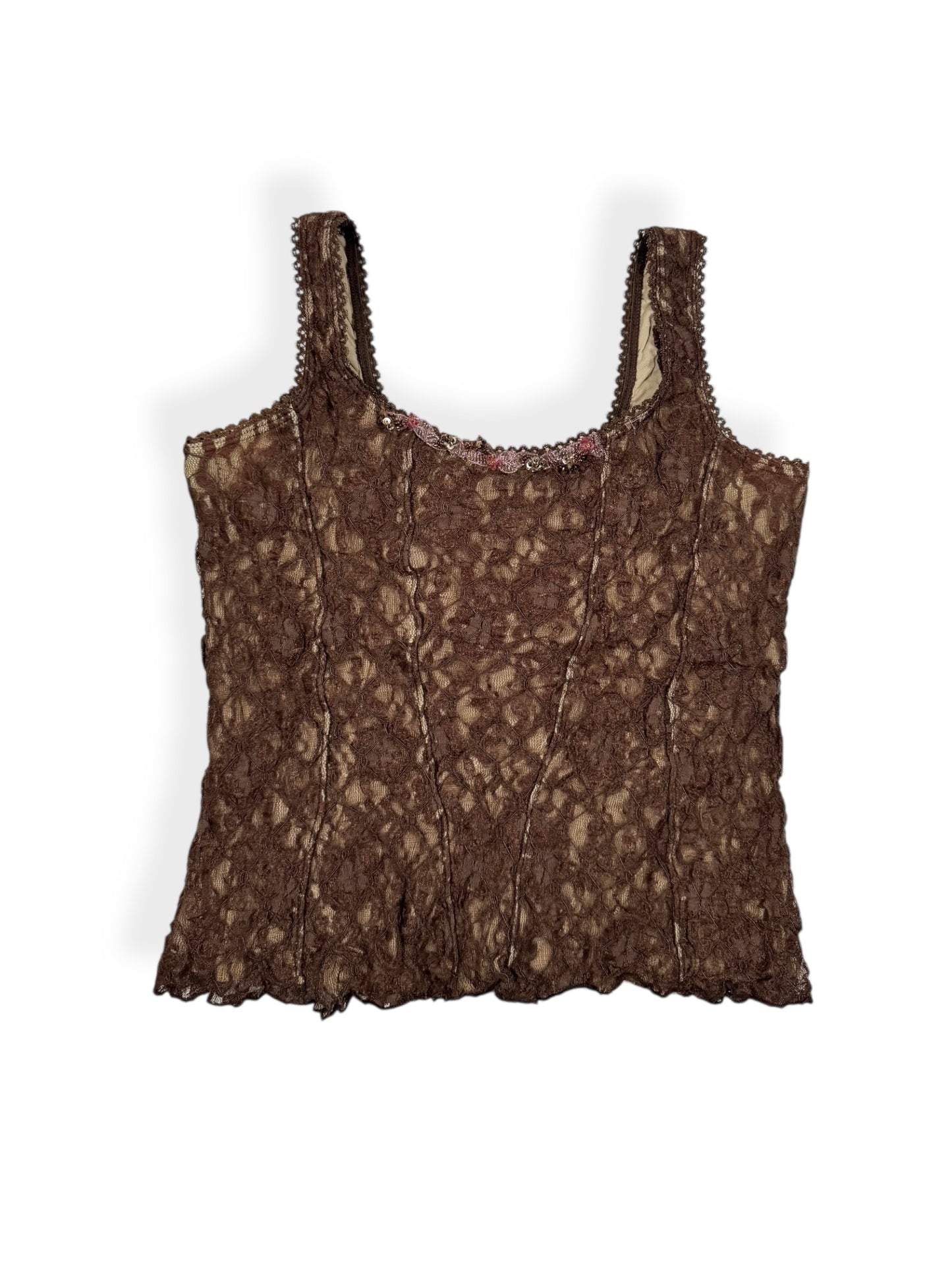 Brown Lace Corset Tank