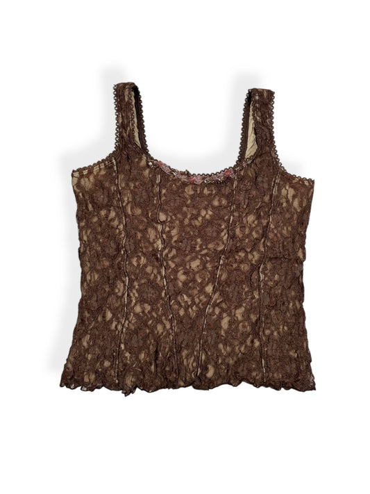 Brown Lace Corset Tank