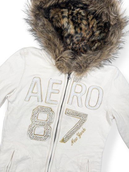 Aero Leopard Fur Hood Zip Up ♡ Size S
