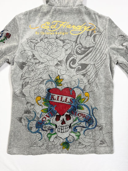 Ed Hardy Grey Velour Tracksuit ♡ Size M