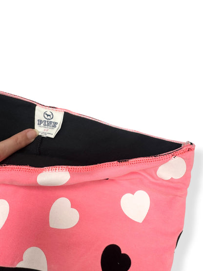 PINK Heart Diamante Logo Fold Over Flared Leggings ♡ S