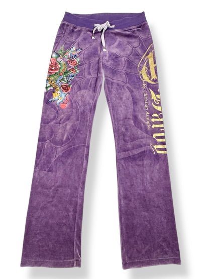 Ed Hardy Purple Velour Trackpants ♡ Size S