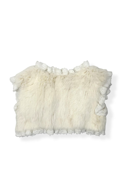 White Crochet Fur Bolero