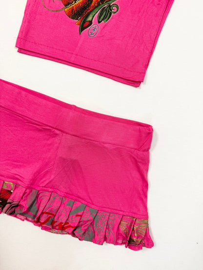 Christian Audigier Pink Halter & Skirt Set ♡ XS/S