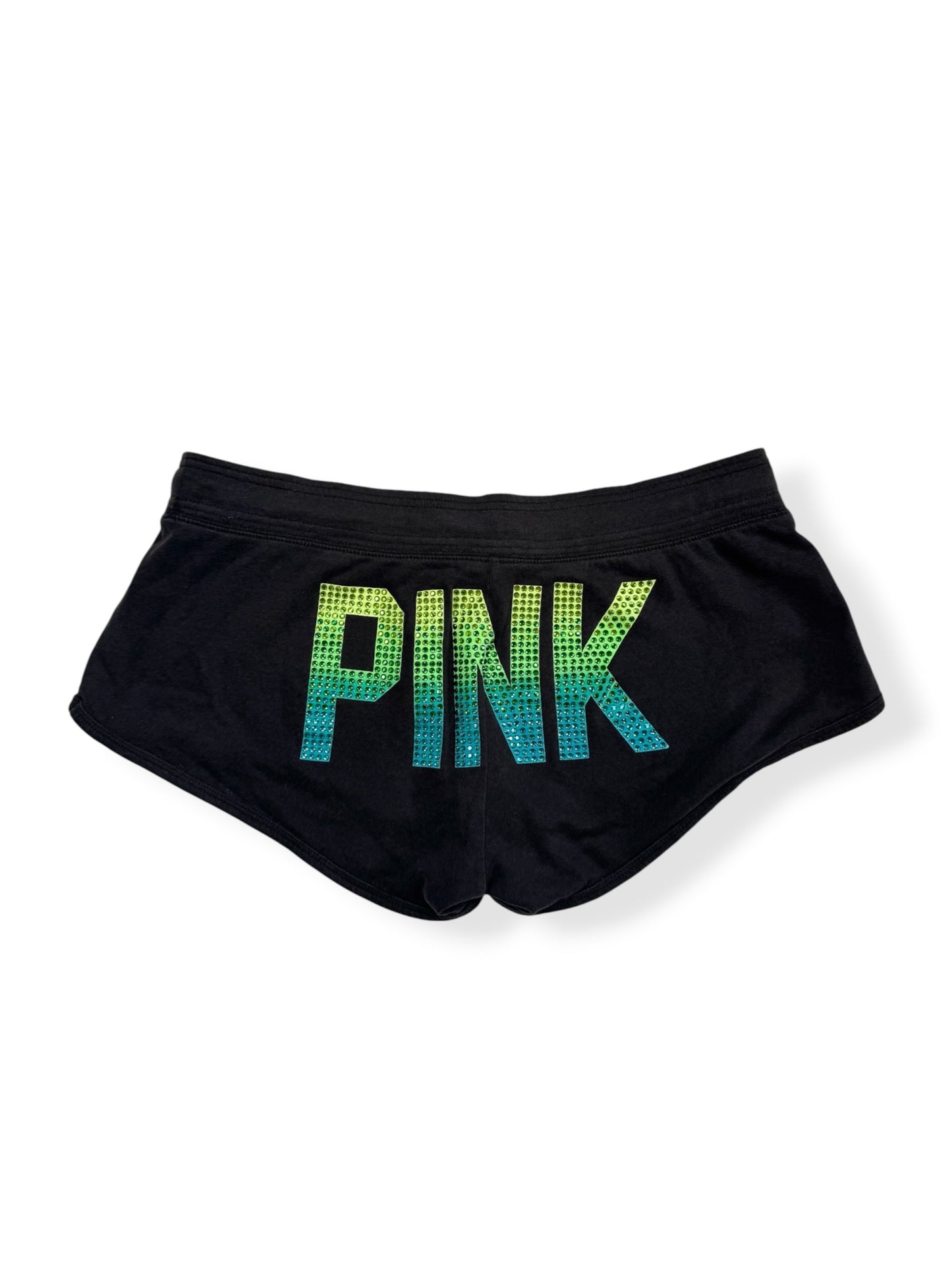 PINK Blue & Green Diamanté Logo Shorts ♡ L