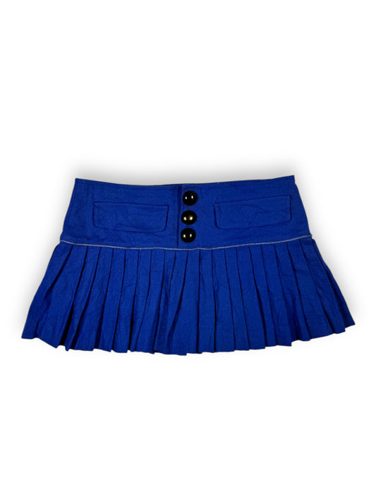 Blue Pleated Mini Skirt